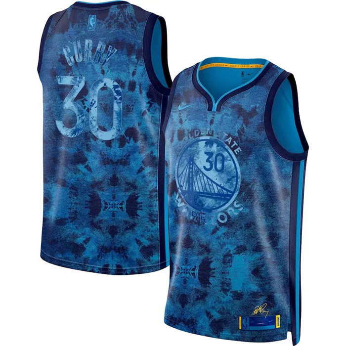 Men's Golden State Warriors #30 Stephen Curry Blue Select Series Stitched Basketball Jersey